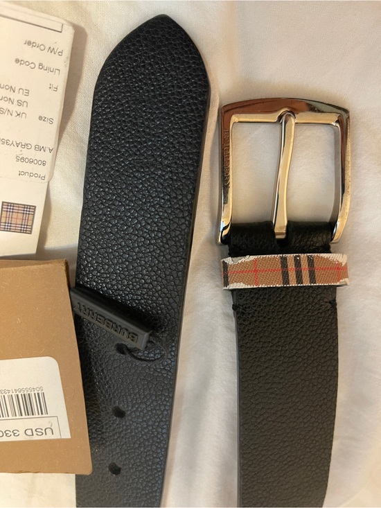 Burberry Other - Burberry Black Leather Men's Belt with Haymarket Accent